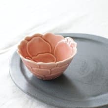 瀬戸焼　珊瑚色　牡丹ボウル　bowl|小鉢|お碗