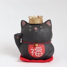 招き黒猫の王様一輪挿し　右手【受注生産】