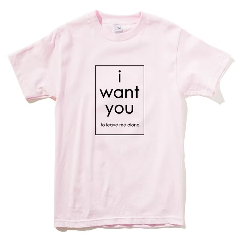 i want you to leave me alone 男女 短袖T恤 淺粉色 文字 英文