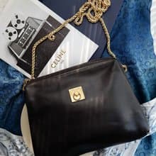 中古包 CELINE 黑金鏈條包化妝包雲朵包斜揹包斜挎包手拿包單肩包