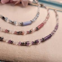 築夢薔薇-薔薇灰石 藍紋瑪瑙 紫水晶-圓滿愛情的半寶石水晶手鍊