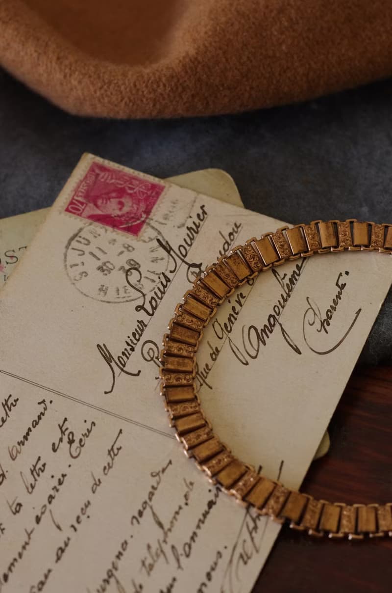 骨董法國包金玫瑰金窗花雕花懷錶鍊 手鍊 項鍊 BR262