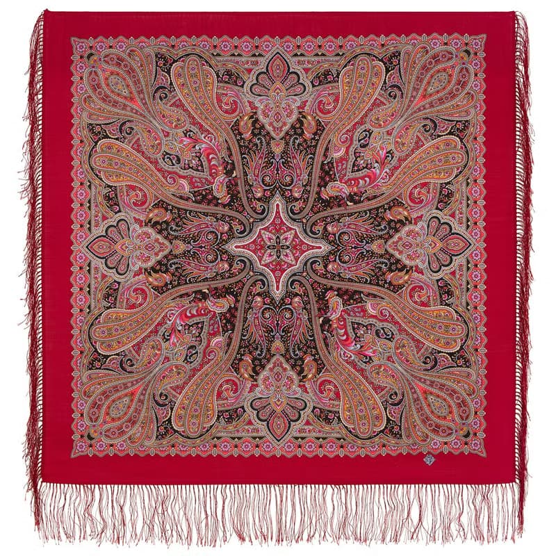 Authentic Pavlovo Posad Russian Shawl Scarf Soft 100% Wool 89x89 cm 1958-5