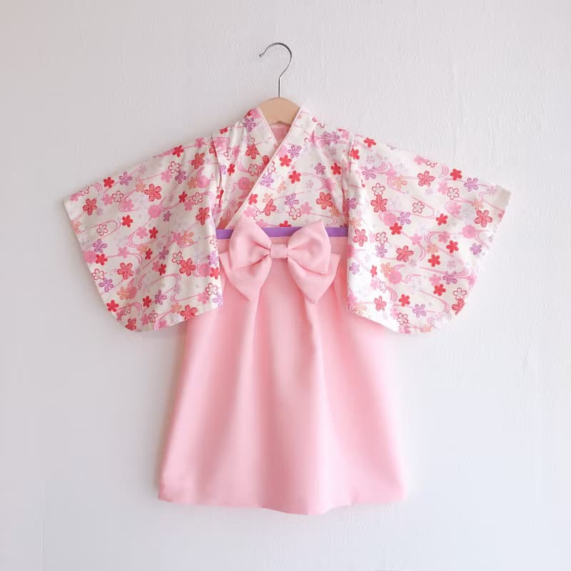 Hakama Dress 日本褲和服 - 櫻花 - Light Pink (女童/嬰兒/兒童)