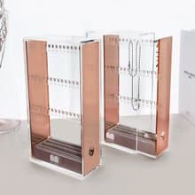 【情人禮物】玫瑰金/防塵飾品耳環收納盒二入組 快速出貨