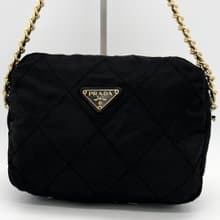 絕版古董包 稀有Prada黑色降落傘側背包 單肩包 斜背包 中古二手