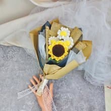 向日葵手鉤花束 情人節禮物 生日禮物  畢業禮物 母親節禮物
