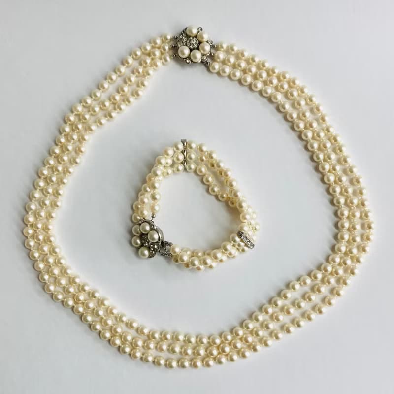 貝パール3Way3連オールノットネックレス&ブレスレット/6.5mm/クリームツートン/R/made in japan