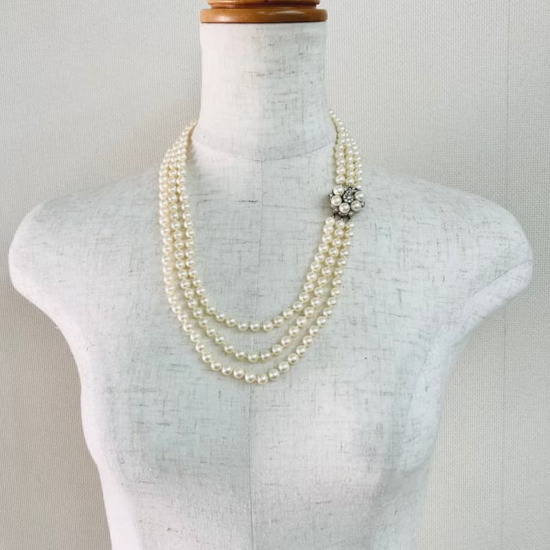 貝パール3Way3連オールノットネックレス&ブレスレット/6.5mm/クリームツートン/R/made in japan