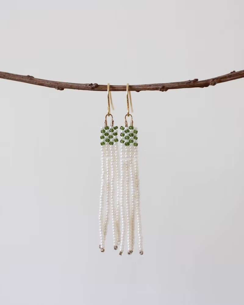 串珠耳飾_棋盤或綠豆糕/beading earing