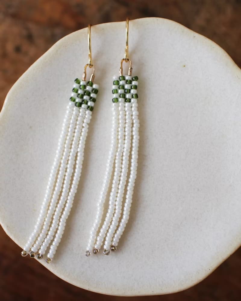串珠耳飾_棋盤或綠豆糕/beading earing