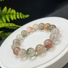高品質彩兔毛水晶手串女巴西老料黃白綠紅兔毛髮絲水晶手鏈13.5mm