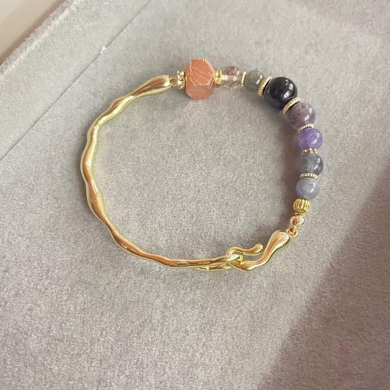 玫瑰金天鐵紫色系列彈性手鍊