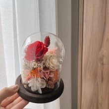【古典復古紅花盅】深木底座 永生玫瑰花盅 情人節禮物 生日禮物