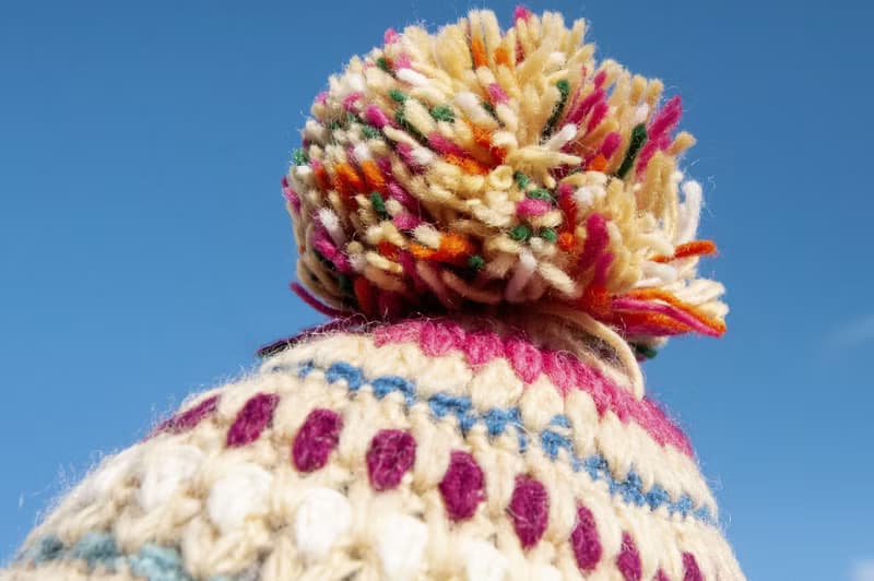 手工編織純羊毛帽/針織編織帽 內刷毛手織毛帽 毛線帽-花朵鉤織風