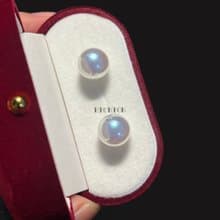 Hi Onion 仿小燈泡人造馬貝珍珠12mm鏡面akoya極光銀針耳釘耳夾