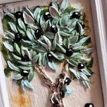 Olive tree Painting Sculpture painting Berry Art 3d olives painting Green art