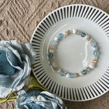 海洋藍色系珍珠彈性手鍊