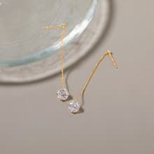 sway-round pierced earring GD　ニッケルフリーピアス　キュービックジルコニアが揺れるおしゃれなシンプルデザイン ゴールド