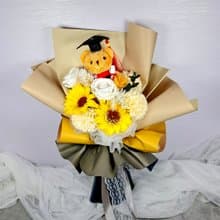 畢業花束 畢業禮物 向日葵花束 熊仔花束 PS001-C