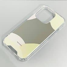 iPhone16銀色鏡面 | 幾何石塊抽象米黃色圖案 | 透明防摔軟手機殼
