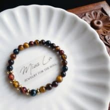 脈輪彩虹虎眼石手鍊 禮物 招財 自信 男女手鍊 設計 黃銅