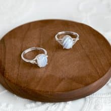 藍紋瑪瑙 5月生日石  純銀 戒指 浪漫鑲邊