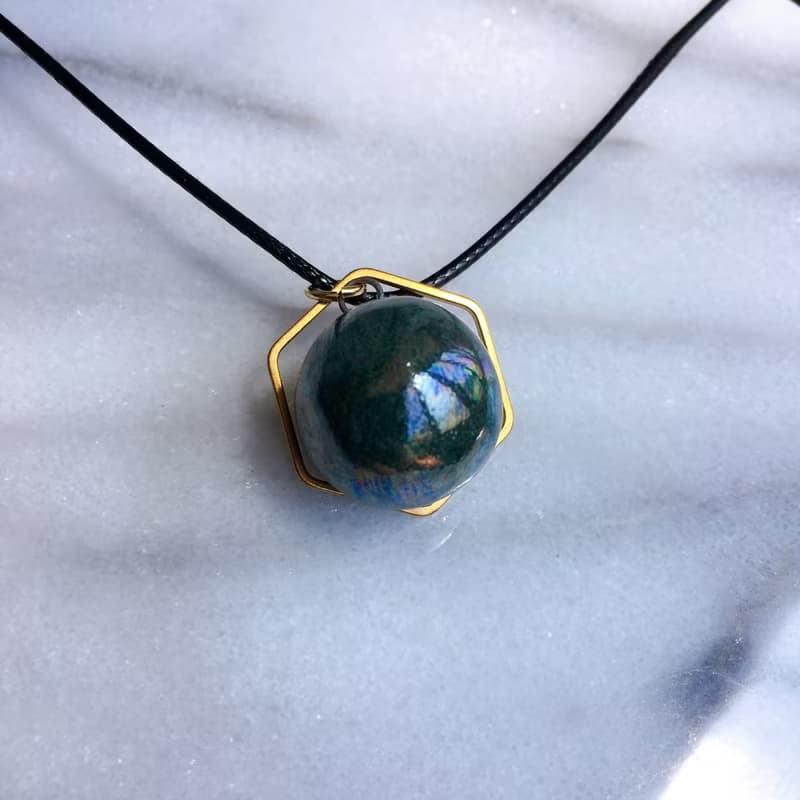 【擴香項鍊】香水精油項鍊-墨綠珍珠光|手作陶藝