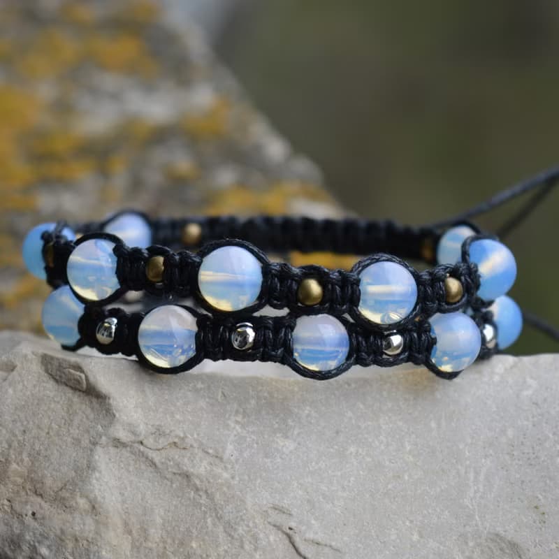 蛋白石手鍊 Moonligth 編織腕帶男女通用護身符手鍊