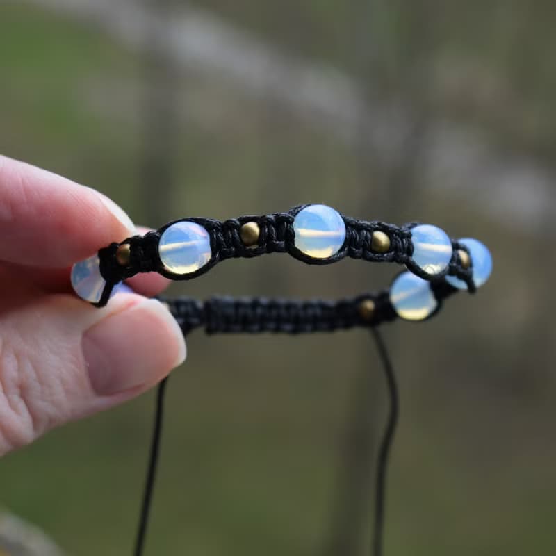 蛋白石手鍊 Moonligth 編織腕帶男女通用護身符手鍊