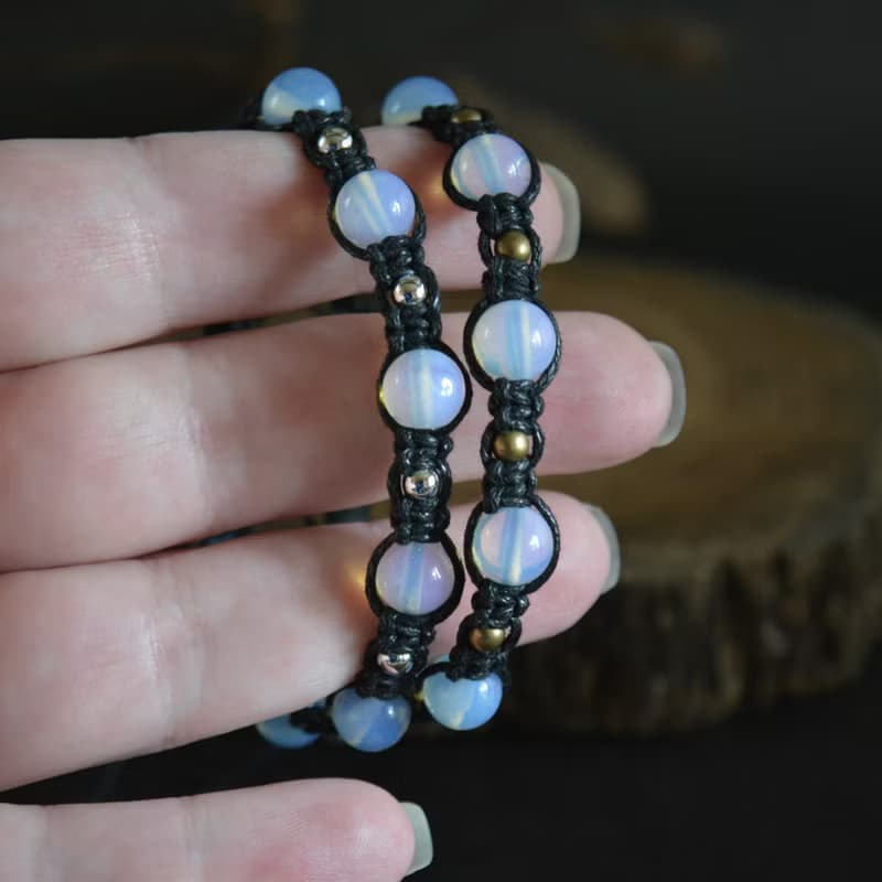 蛋白石手鍊 Moonligth 編織腕帶男女通用護身符手鍊