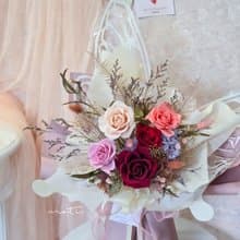 厄瓜多永生玫瑰蝴蝶大花束(復古紅色系) 七夕 情人節 求婚花束