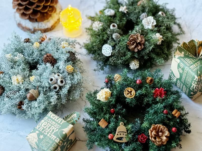 聖誕花圈 (15cm, 20cm, 25cm三種尺寸)/日本不凋雪松/交換禮物