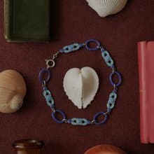 1920s 英國 美術工藝運動 Bernard Instone 藍色調琺瑯花朵手鍊