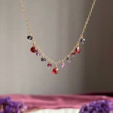 14KGF 石榴石 獨一無二的項鍊 / 一月誕生石