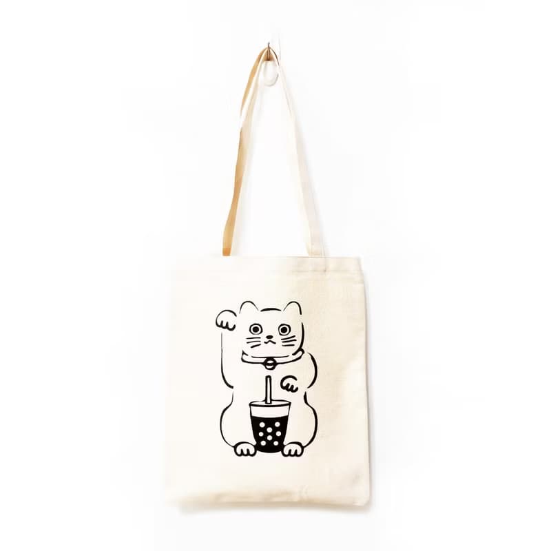 招財貓 帆布袋 托特包 環保袋 bubble 珍珠奶茶 珍奶 台灣 TAIWAN