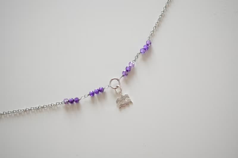 February stone, Aquarius bracelet or necklace, amethyst, silver, birth gem gift