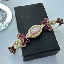 230331 Macrame 南美蠟線 奶油月亮石 手鍊