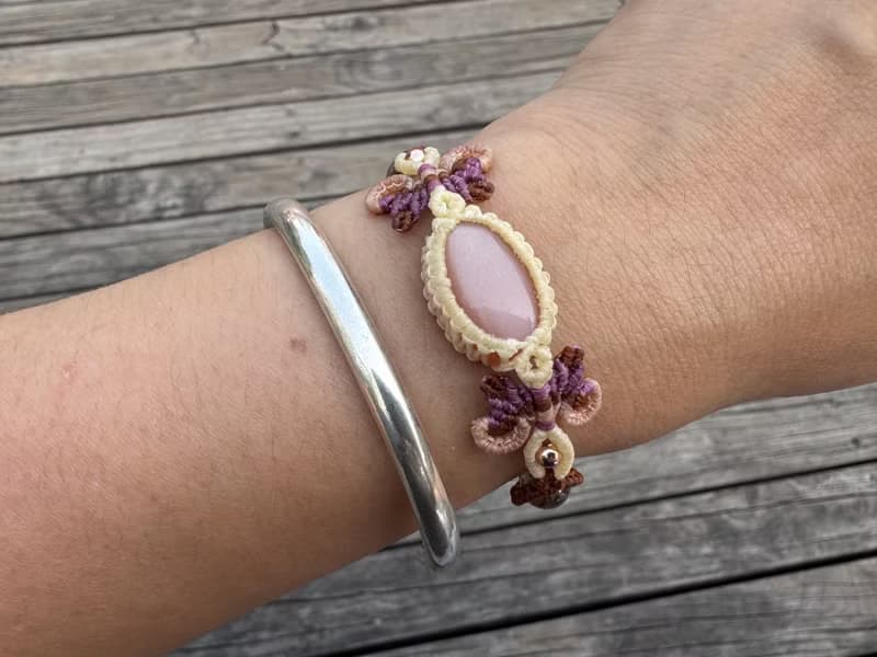 230331 Macrame 南美蠟線 奶油月亮石 手鍊