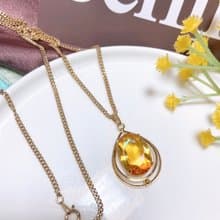 【西洋古董飾品】美切角閃黃鑽鑲嵌層疊水滴型 項鍊