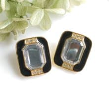 【西洋古董飾品 】黑色調 ART DECO  個性  夾式耳環