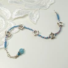 手鍊 星星 925銀飾 蠟線 天河石 藍磷灰石 編織 手環