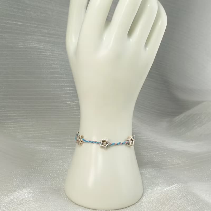 手鍊 星星 925銀飾 蠟線 天河石 藍磷灰石 編織 手環