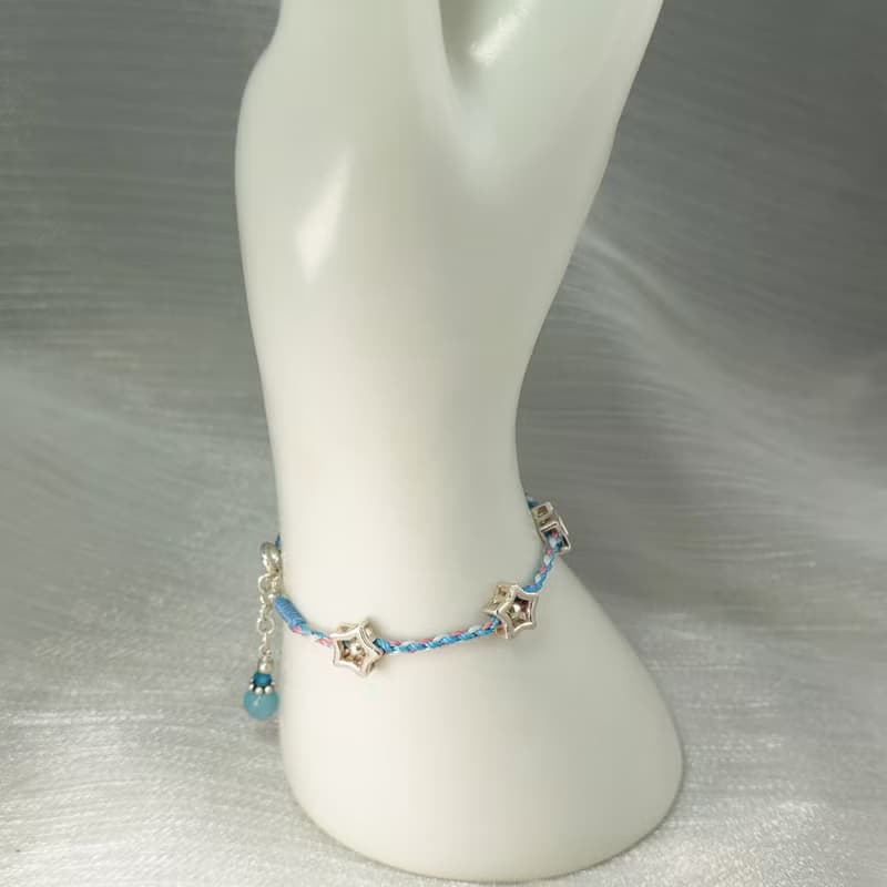 手鍊 星星 925銀飾 蠟線 天河石 藍磷灰石 編織 手環