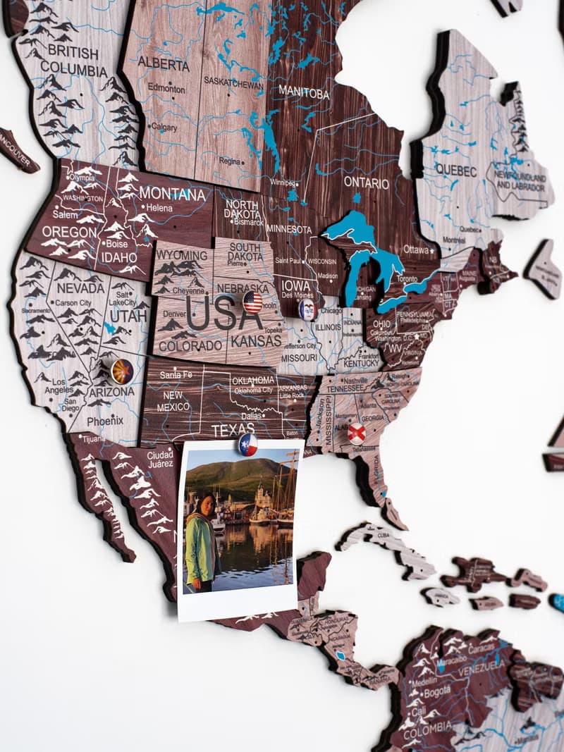 Wood World Map With Borders, Home Decor, Anniversary Gift for Couple