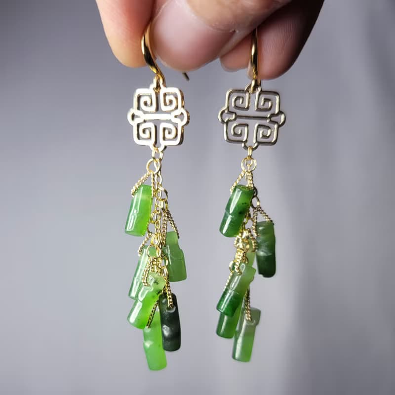 天然 碧玉 竹節 節節高升 高風亮節 富貴 智慧 耳環 單品 禮物