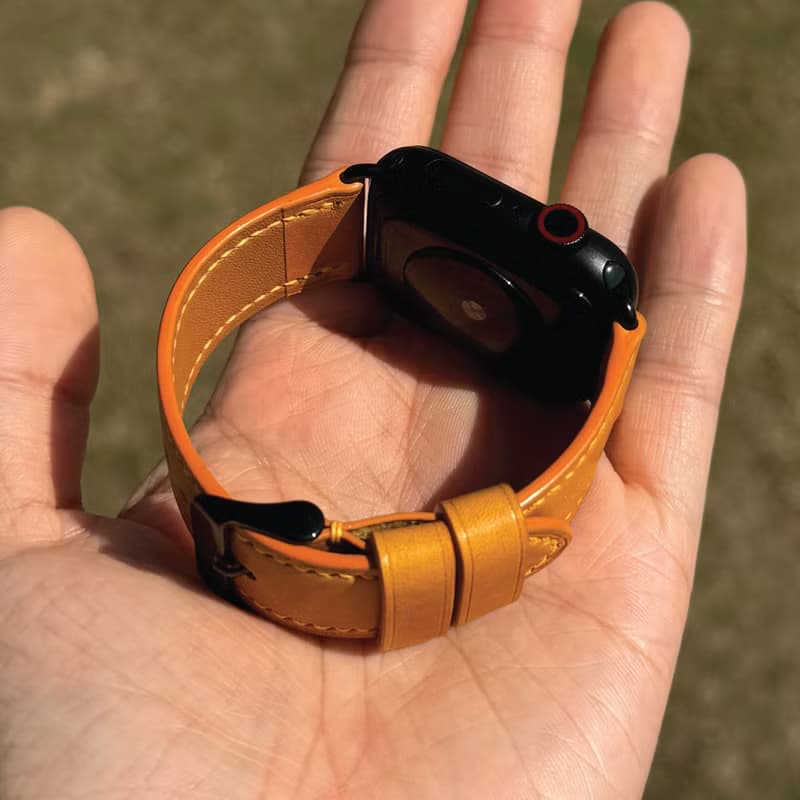 【AppleWatch錶帶】黃色植鞣牛皮/法國防汗皮/意大利皮革