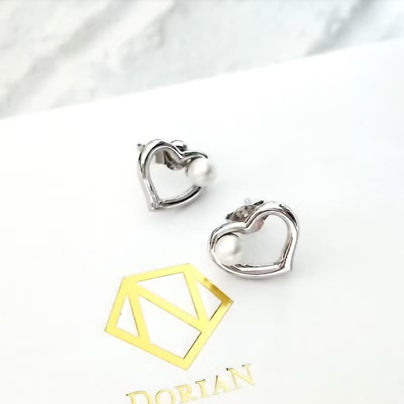 DoriAN 典雅小清新mini愛心天然珍珠925純銀耳環 附純銀保證卡