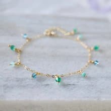 ITS-B118【14KGF手鍊・寶石・托帕/綠瑪瑙/天河石】細緻手鍊1條。