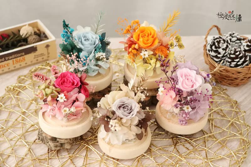 小玻璃花盅 成品 極度花燥 永生花 花禮
